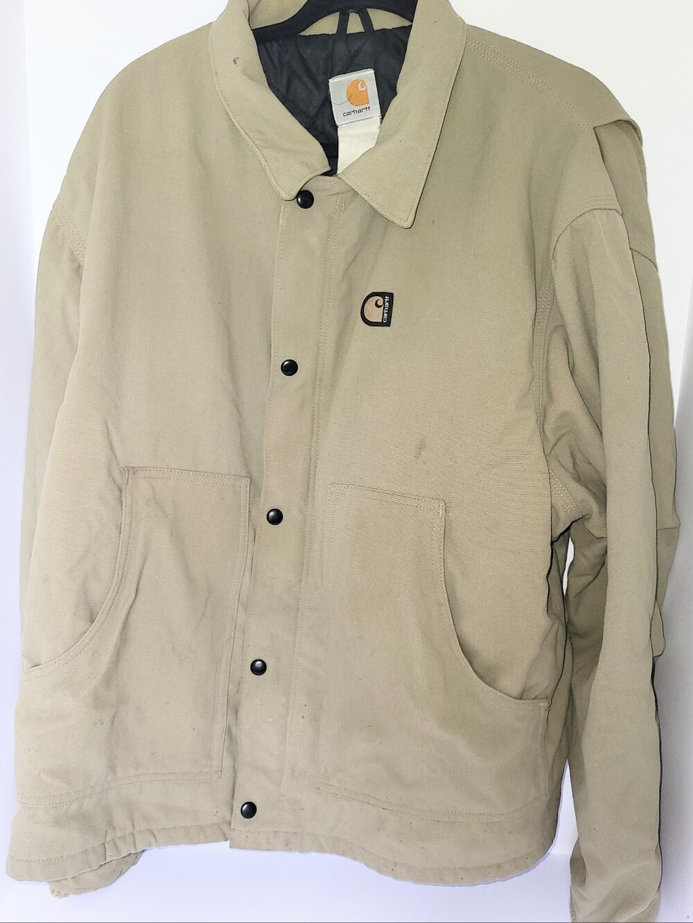 1990's Vintage Carhartt Duck Canvas Active Jacket Snap Front Men's Large